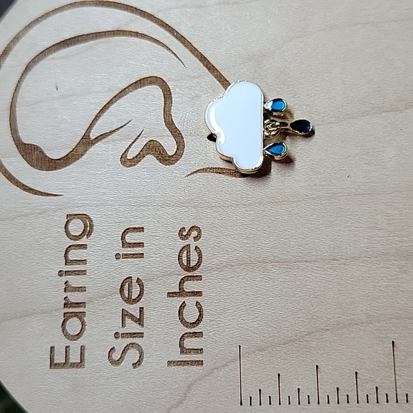 Rainy Day Cloud Stud Earrings, S925 - Picture 3 of 5